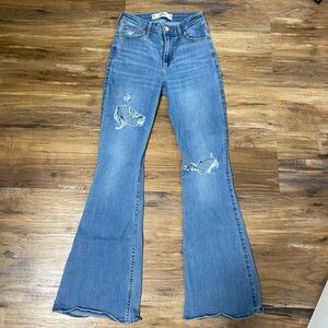 Distressed Blue Flare Jeans